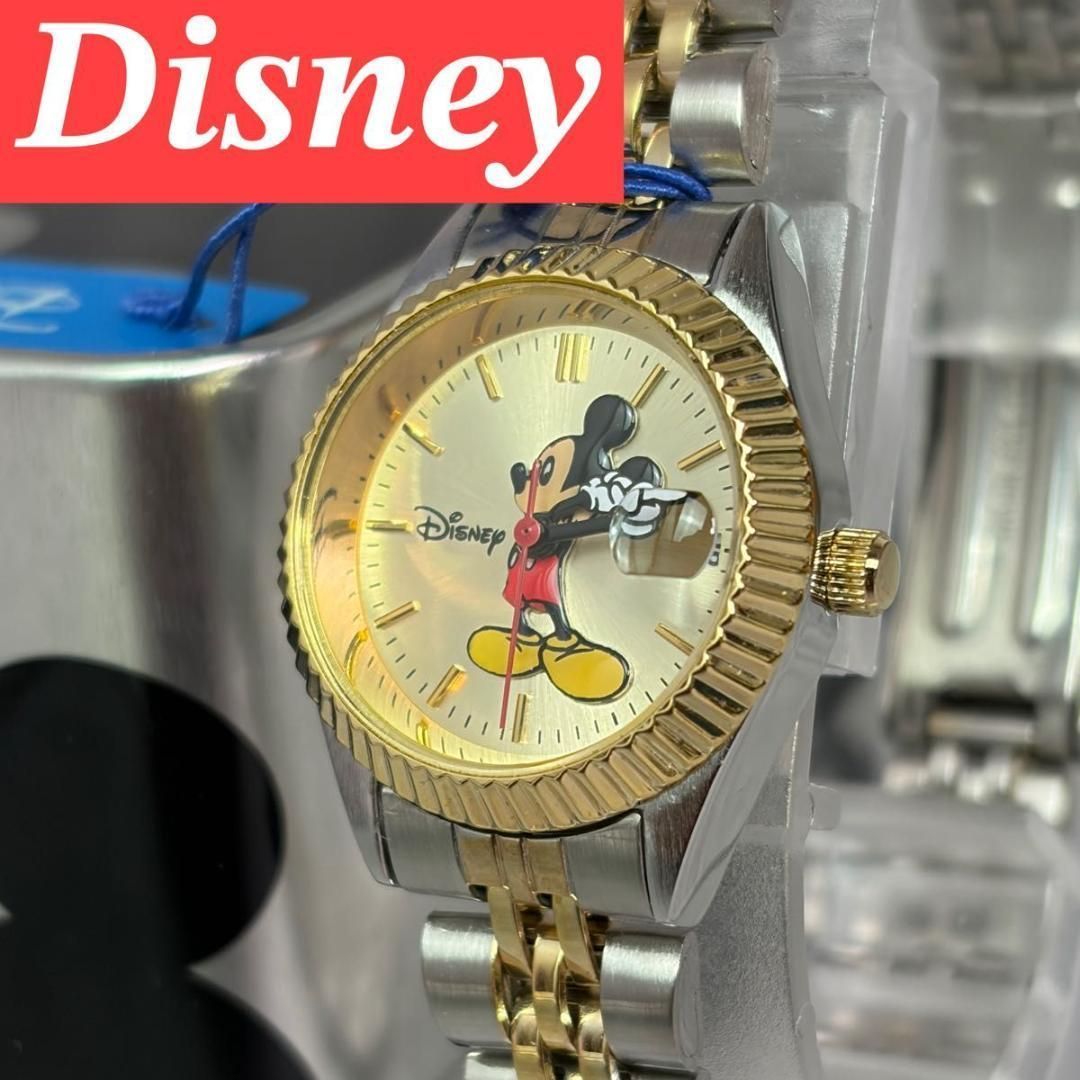 ♥級 Disney ディズニー 腕時計 ミッキーマウス ゴールド デイト クラシック Y2K 00s レトロ き