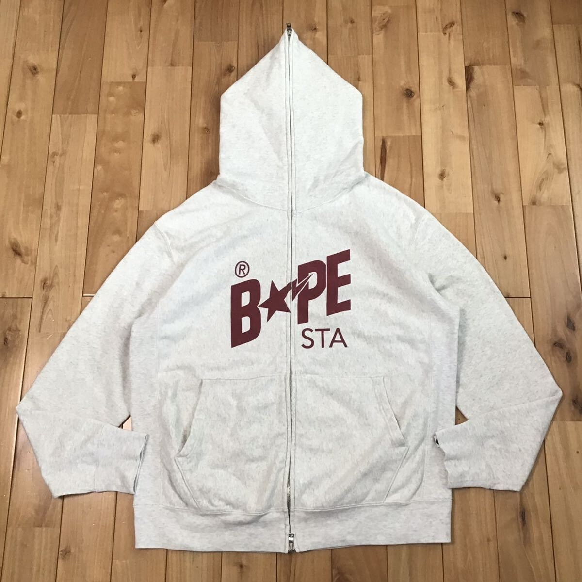 BAPESTA LOGO パーカー Lサイズ ライトグレー a bathing ape BAPE STA ...