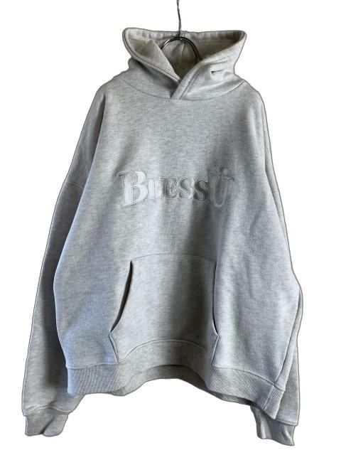 中古】BLESS U ブレスユー 刺繍ロゴパーカー フーディー グレー