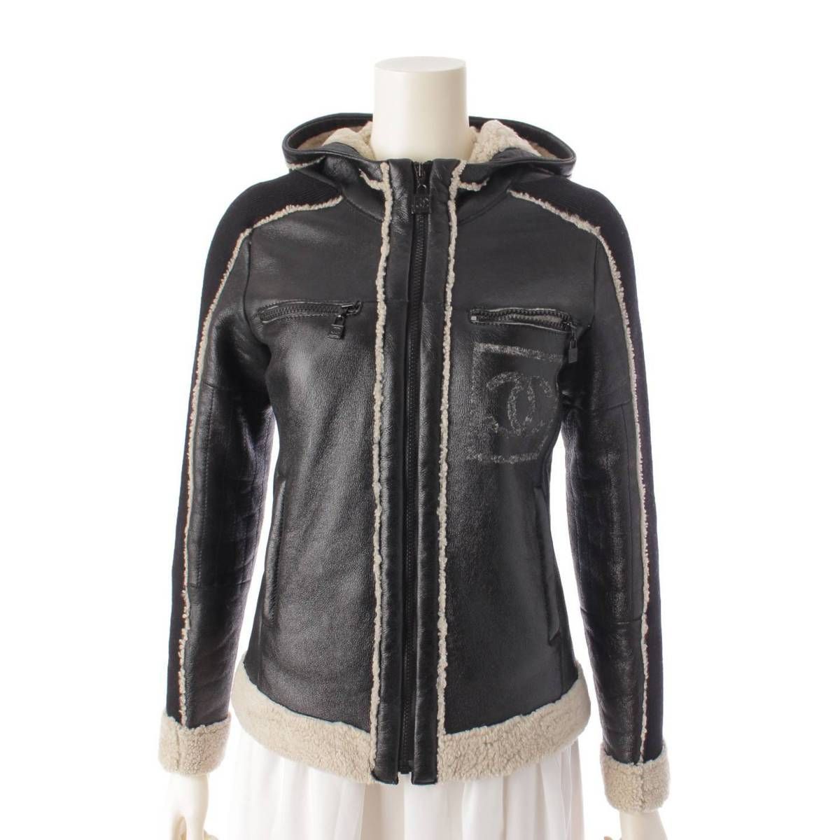 シャネル】Chanel 08A スポーツ ココマーク フード レザー ムートン 