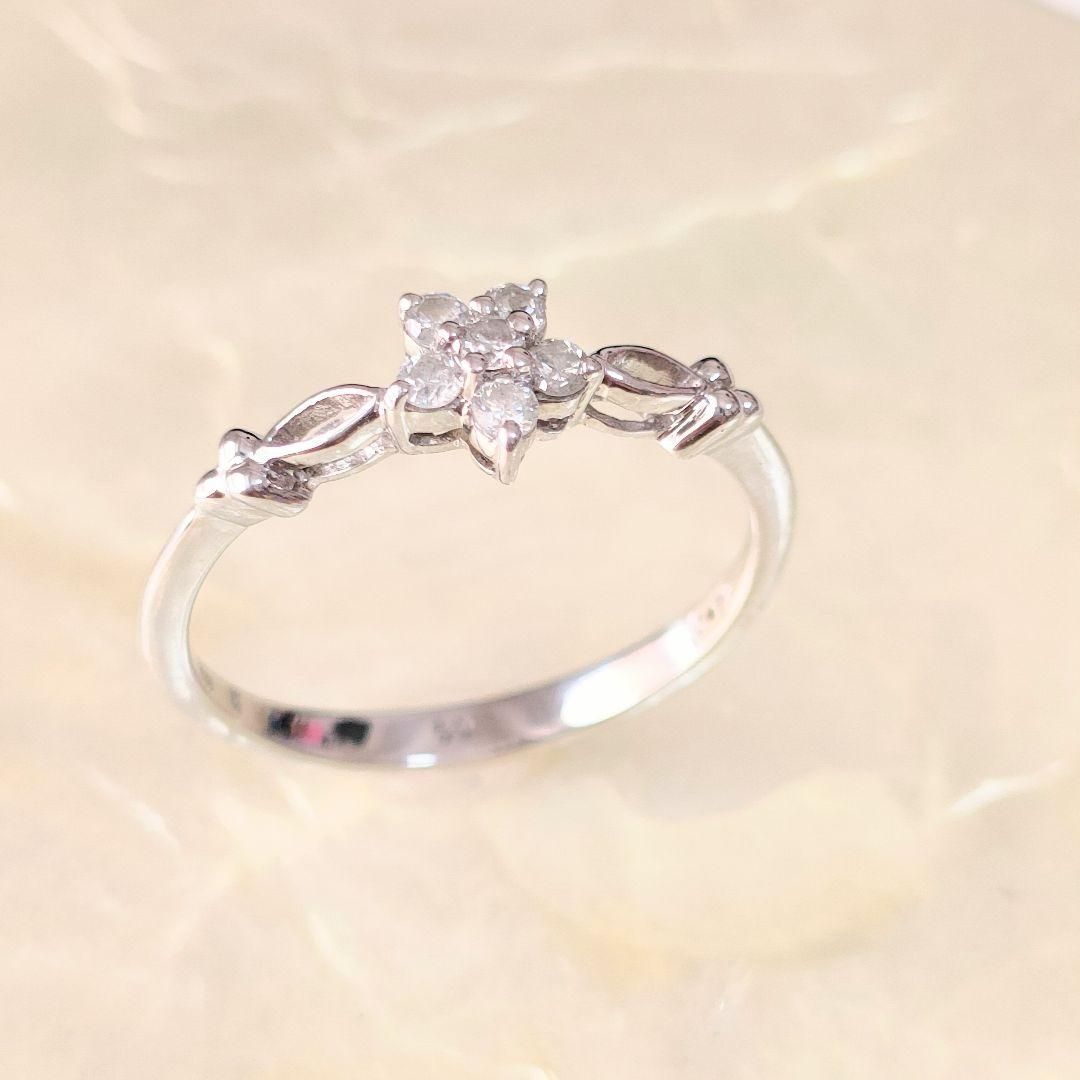 フォリフォリ　FolliFollie K18WG ダイヤモンドリング　指輪　花 フォリフォリ FolliFollie K18WG ダイヤモンドリング 指輪 花