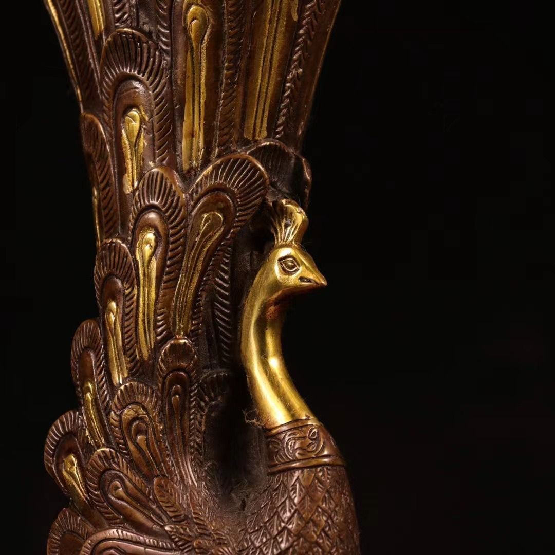 孔雀 クジャク 置物 オブジェ 銅製 豪華 風水 開運 縁起 玄関