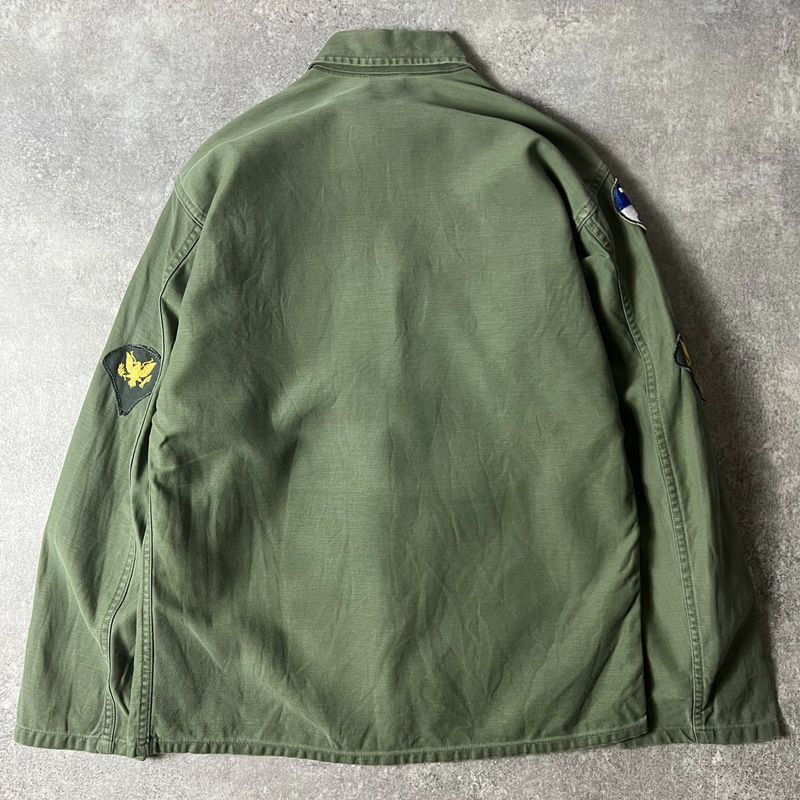 60s US ARMY 米軍実物 OG-107 コットン サテン ユーティリティ シャツ