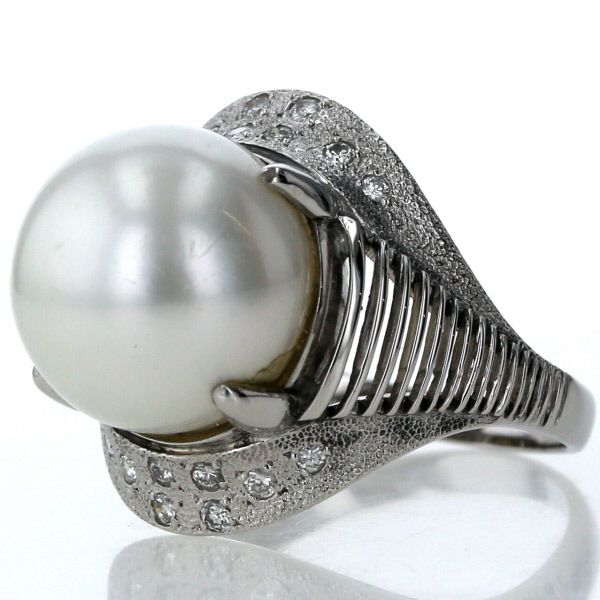 PT900 白蝶パール リング 13.2mm 10.0mm 白蝶真珠（ホワイト系）リング |