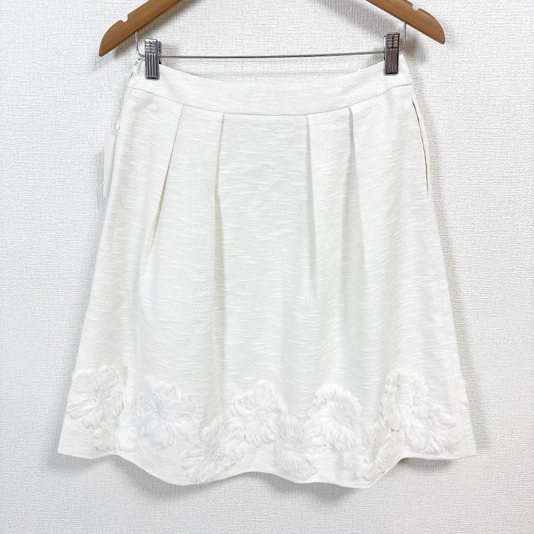 タグ付き♥品 TO BE CHIC ひざ丈スカート シャギー 42 白