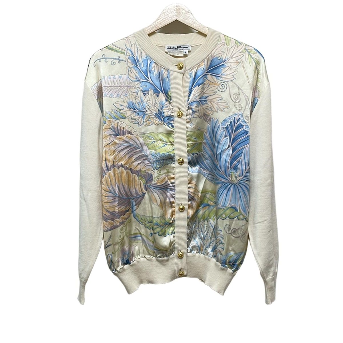 Salvatore Ferragamo フェラガモ カーディガン シルク M フェラガモ シルクカーディガンM