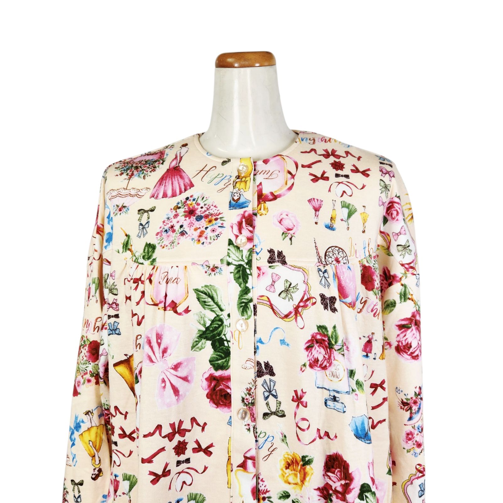 鴨居羊子パジャマ ♥ TUNIC 秋冬物 長袖 ヨーク全開パジャマ 40接リボンレディ 26365 日本製