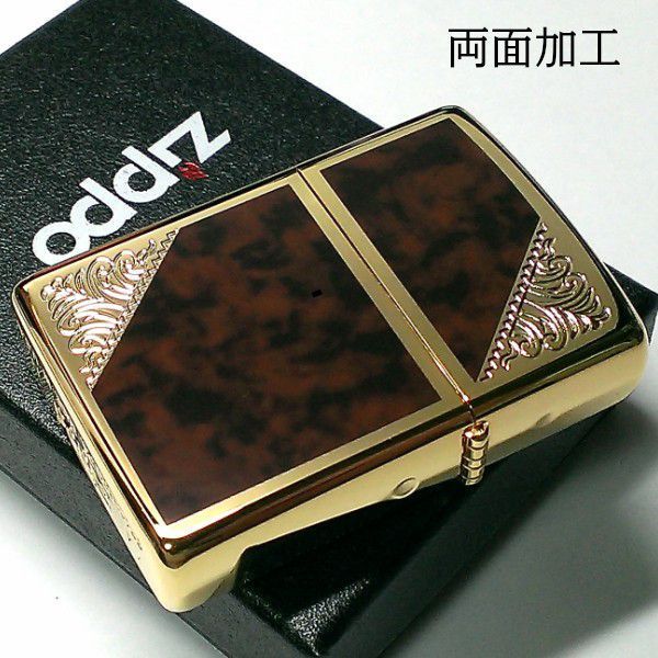 ZIPPO 送料無料 ZIPPO[ジッポー]両面加工 COMBINATION/ コンビネーション ブラウンゴールド 2G-ARLINEBW