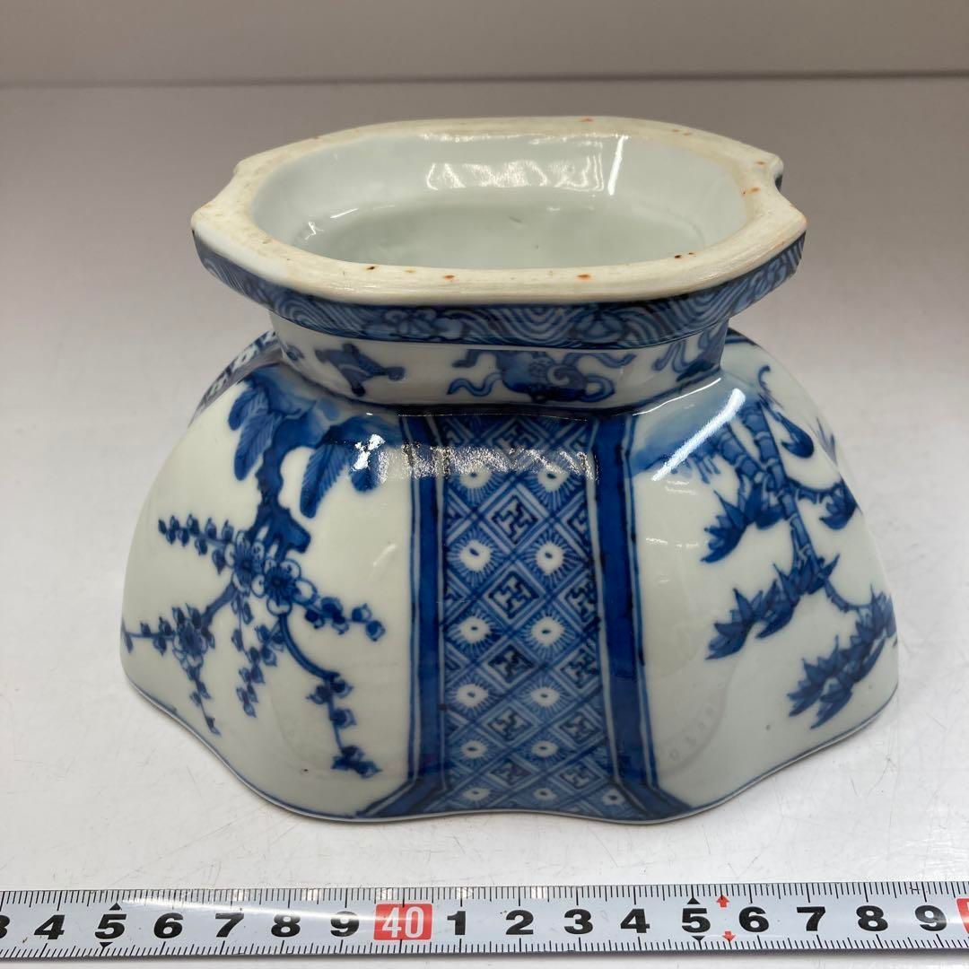 御庭焼　江戸後期　松竹梅図高台鉢　最大横幅16.6㎝　東Y5-0615①タカチ 御庭焼 江戸後期 松竹梅図高台鉢 最大横幅16.6㎝ 東Y5-0615①