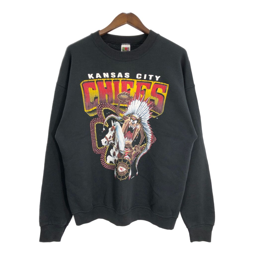 90年代 USA製 NFL カンザスシティ・チーフス タズマニアンデビル スウェット プロチーム キャラクター (メンズ XL) 中古 古着 S2142