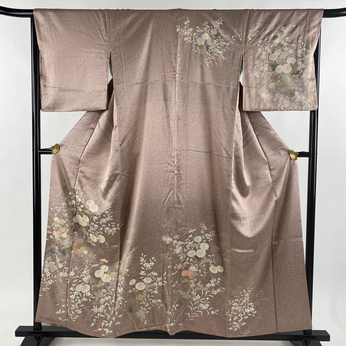 訪問着 身丈156cm 裄丈65.5cm M 袷 菊 草花 金銀彩 薄紫 正絹 秀品