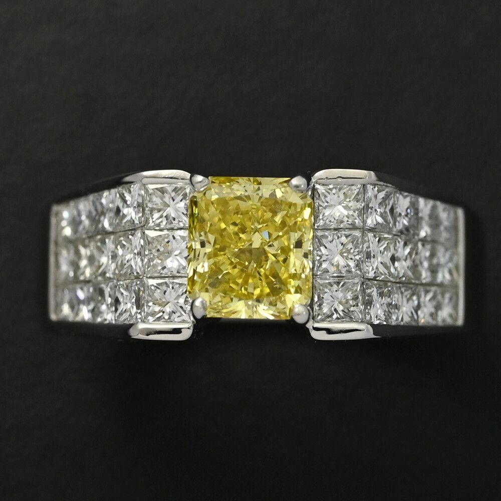 Pt900 ライトイエローダイヤモンド1.00ctデザインリング Yellow Diamond Pt900イエローダイヤモンドリング (NO.127987