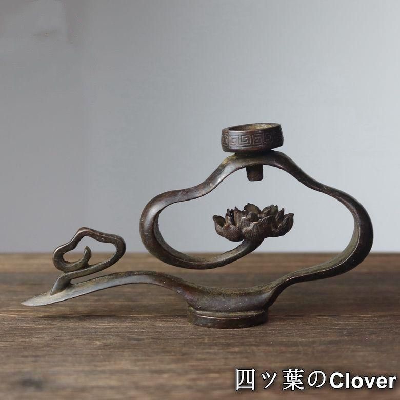 銅 細工 蓮葉蓮華香挿 倒流香託 禅意茶道香薫 装飾品 工芸品