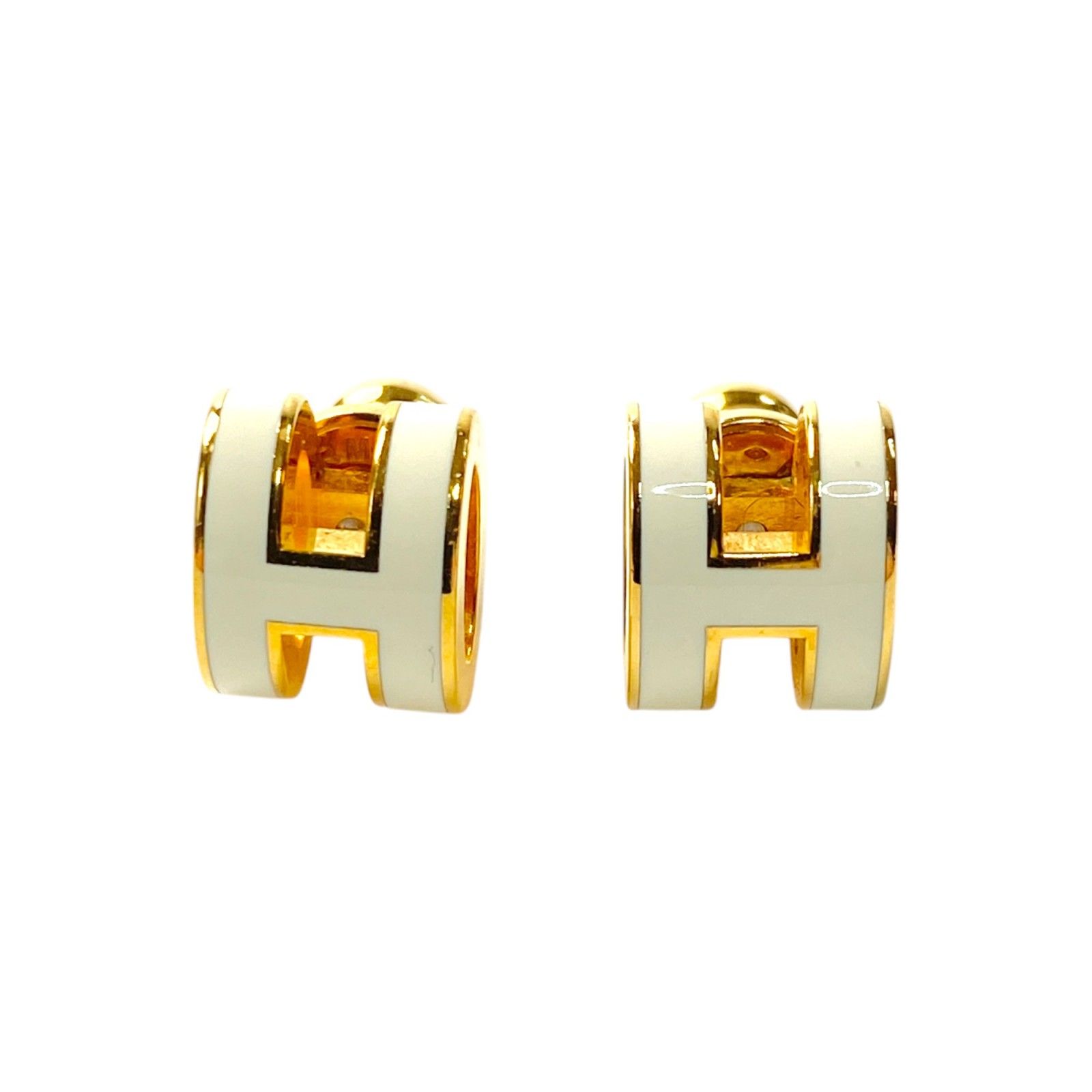 エルメス HERMES レディース ポップアッシュ H ミニ ピアス ブラン ゴールド