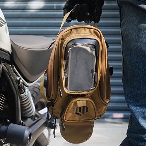 Brown ILM 最新改良バイク用 タンクバッグ 防水 サンバイザー付き ...