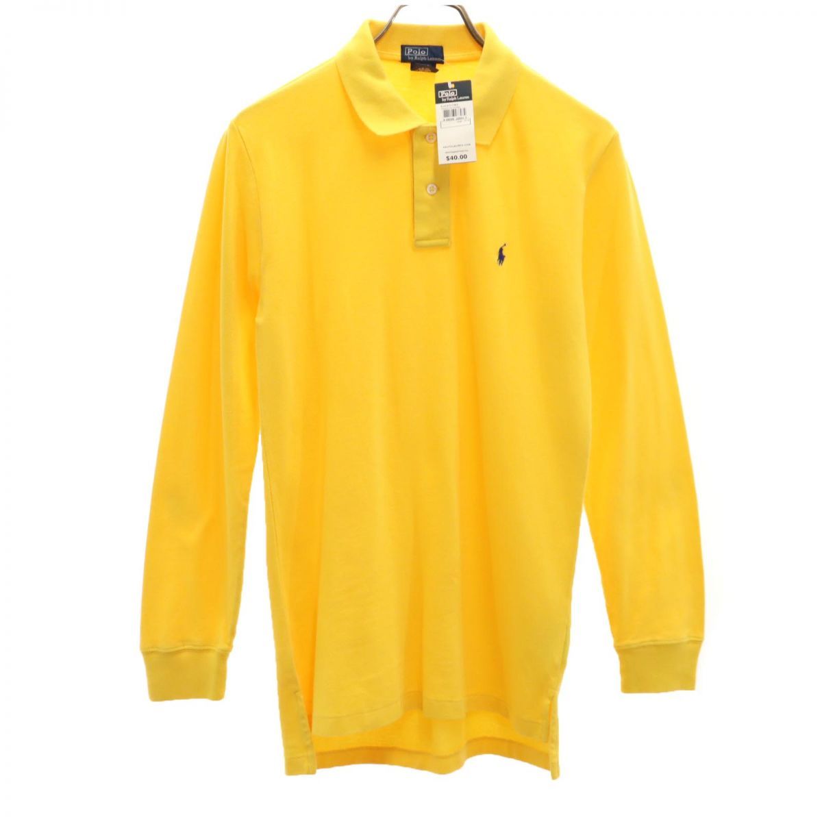 未使用 ポロバイラルフローレン 長袖 ポロシャツ L（16-18） イエロー Polo by Ralph Lauren 鹿の子地 キッズ 古着 【240225】