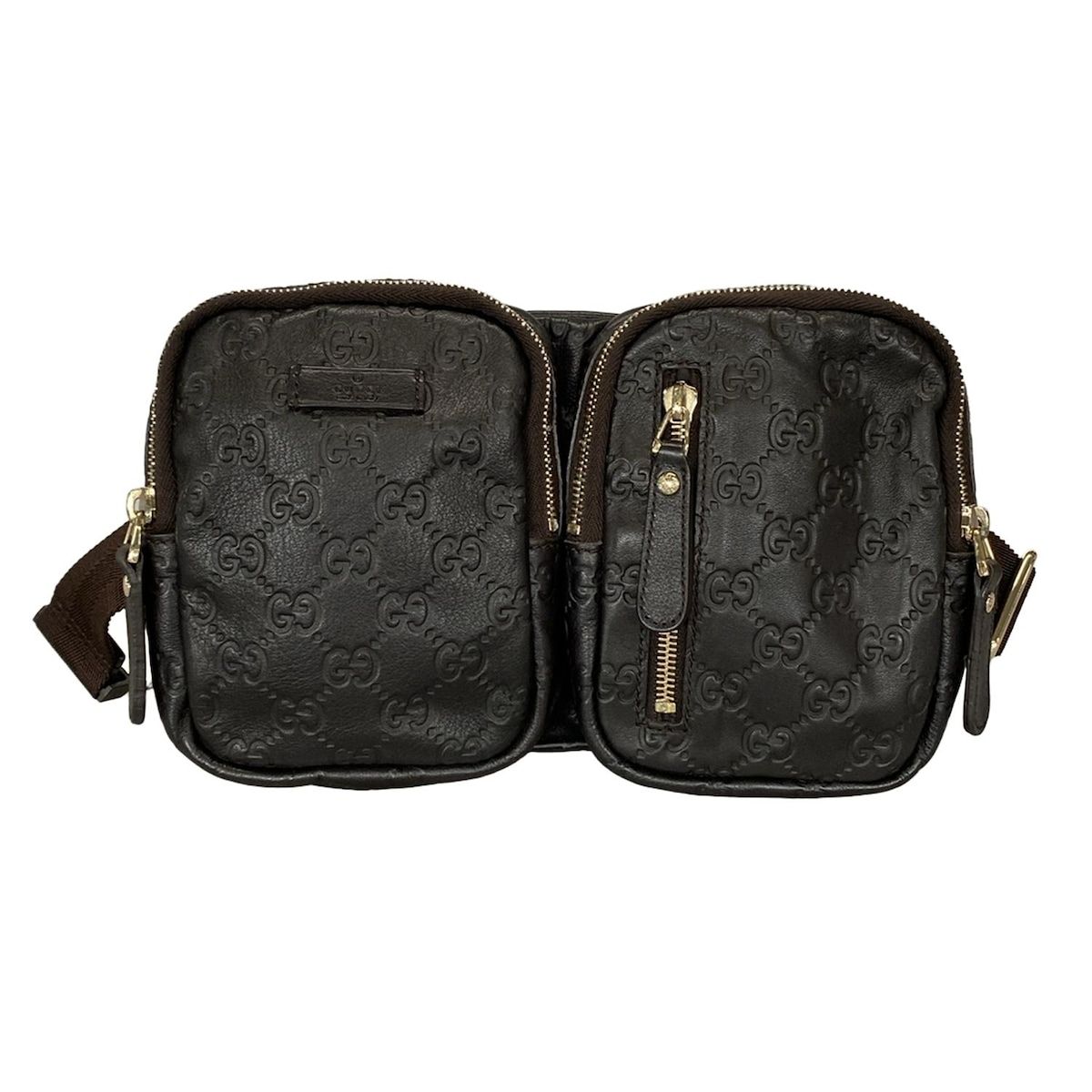 GUCCI グッチ ウエストポーチ シマライン 246417 ダークブラウン レザー