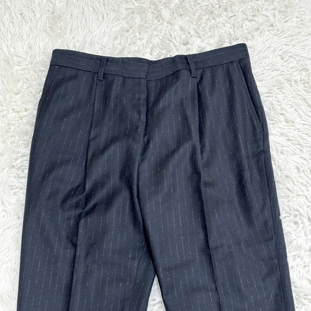 INCOTEX ウール100% パンツ 42 ネイビー ストライプ