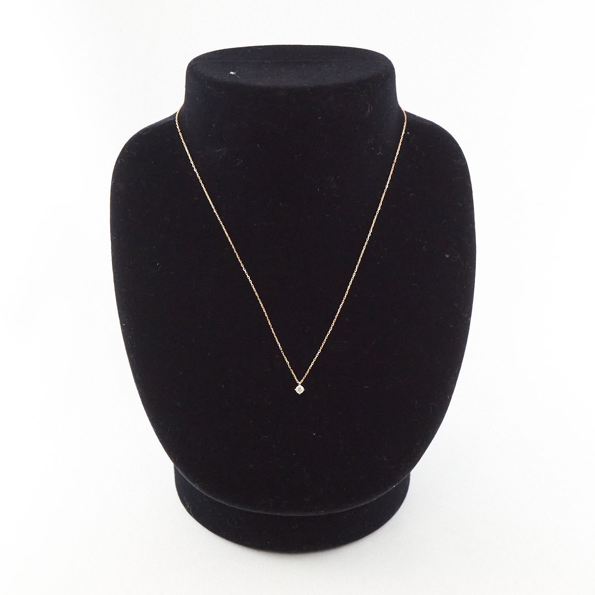 ete エテ ネックレス USED美品 K18PG 一粒ダイヤ ダイヤモンド 0.1ct 