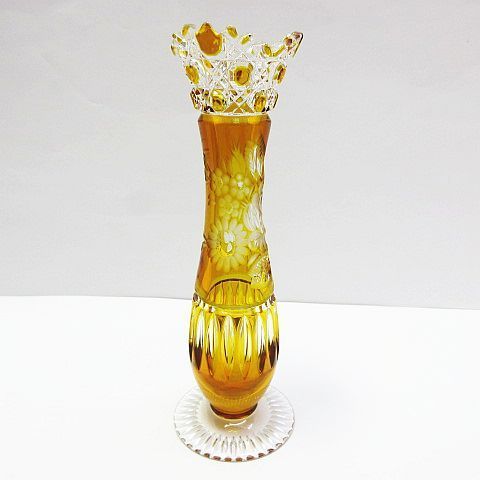 新品 マイセンクリスタル マイセンフラワー 色被せ一輪挿し レッド(共箱付)1点 新品 マイセンクリスタル マイセンフラワー 色被せ一輪挿し