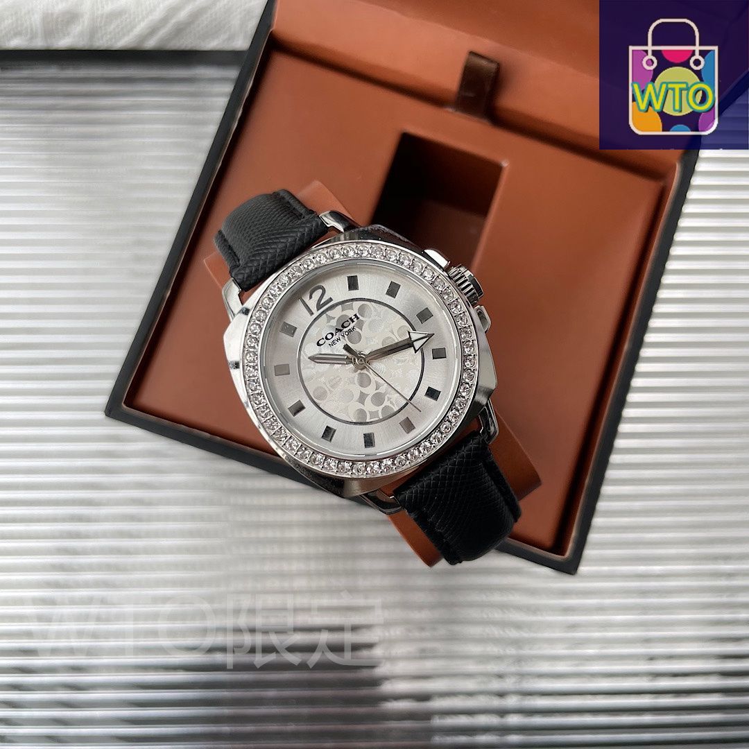 Coach コーチ レザー クリスタル ダイヤル スター 腕時計 36mm COACH コーチ レディース腕時計 36mm｜スワロフスキークリスタル