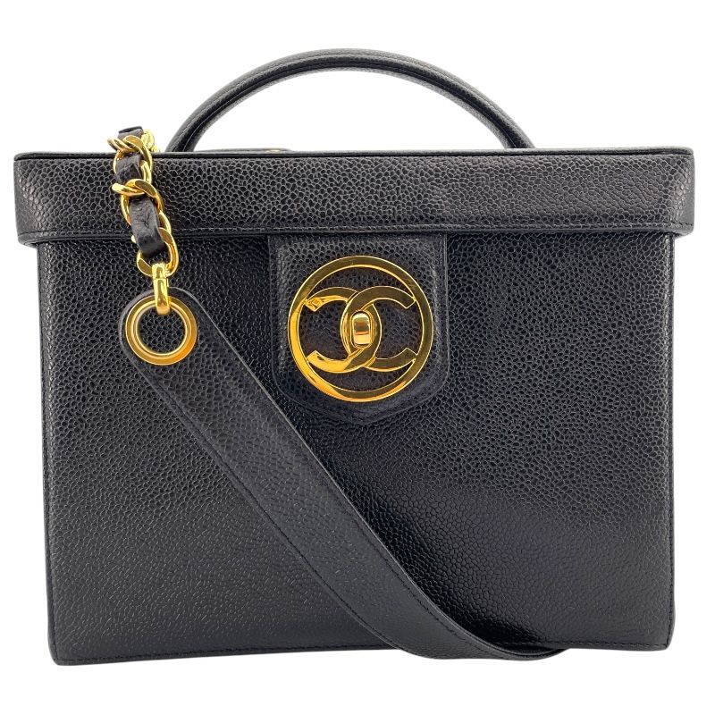 シャネル CHANEL ココマーク ボックス バニティバッグ A01999 ブラック ゴールド金具 キャビアスキン レディース ショルダーバッグ