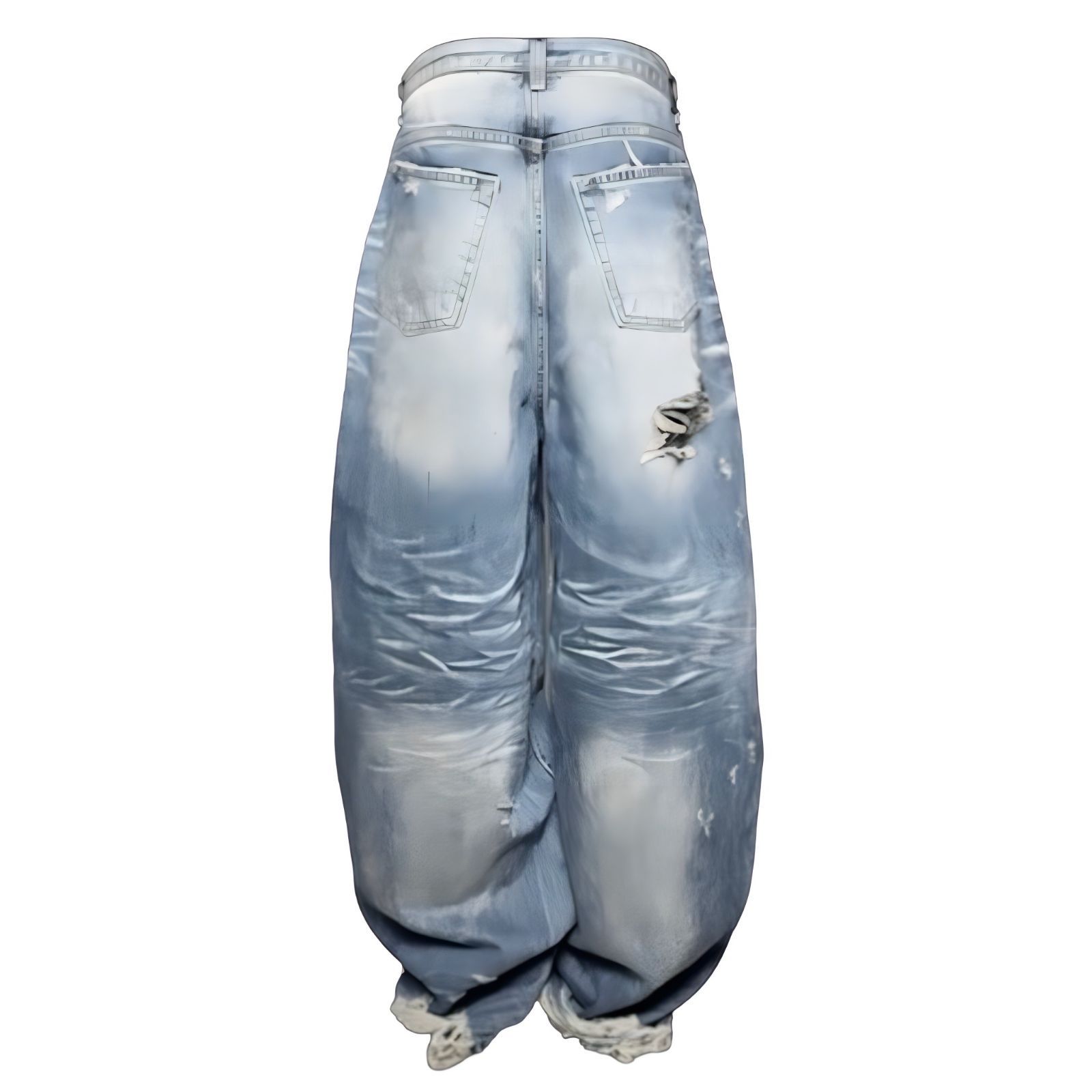 EMOSTANCECLUB DESTROYED BAGGY WIDE LEG JEANS LIGHT BLUE - メルカリ