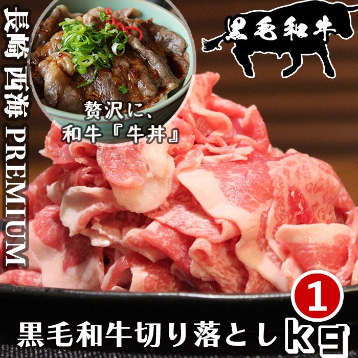 【ギフト用】長崎県 西海市 黒毛和牛 切り落とし 1kg(500g×2パック) 小分け 和牛 国産牛 牛肉 お取り寄せグルメ ふるさとの味 キャンプ バーベキュー BBQ 黒毛和牛切り落とし 和牛切り落とし プレミアム経産牛