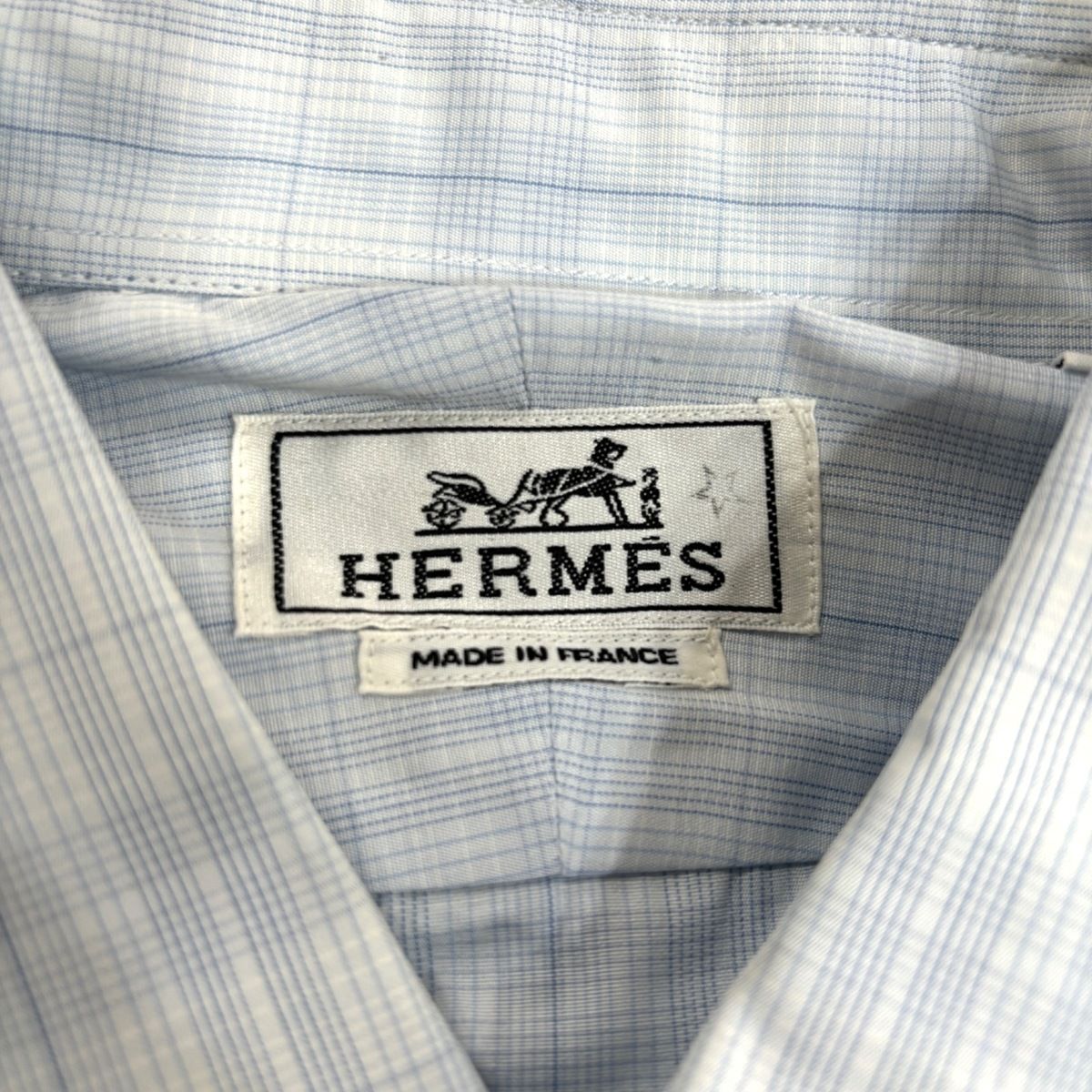 HERMES(エルメス) 長袖シャツ サイズ41 メンズ美品  - ライトブルー×ブルー