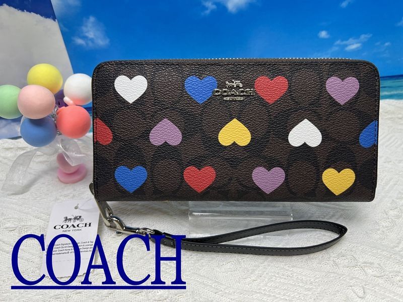 COACH 長財布 コーチ 財布 シグネチャー キャンバス ロング ジップ アラウンド ウォレット  ハート プリント プレゼント 贈り物 ギフト 財布 レディース 新品未使用 ブランド  CP411 A341 14