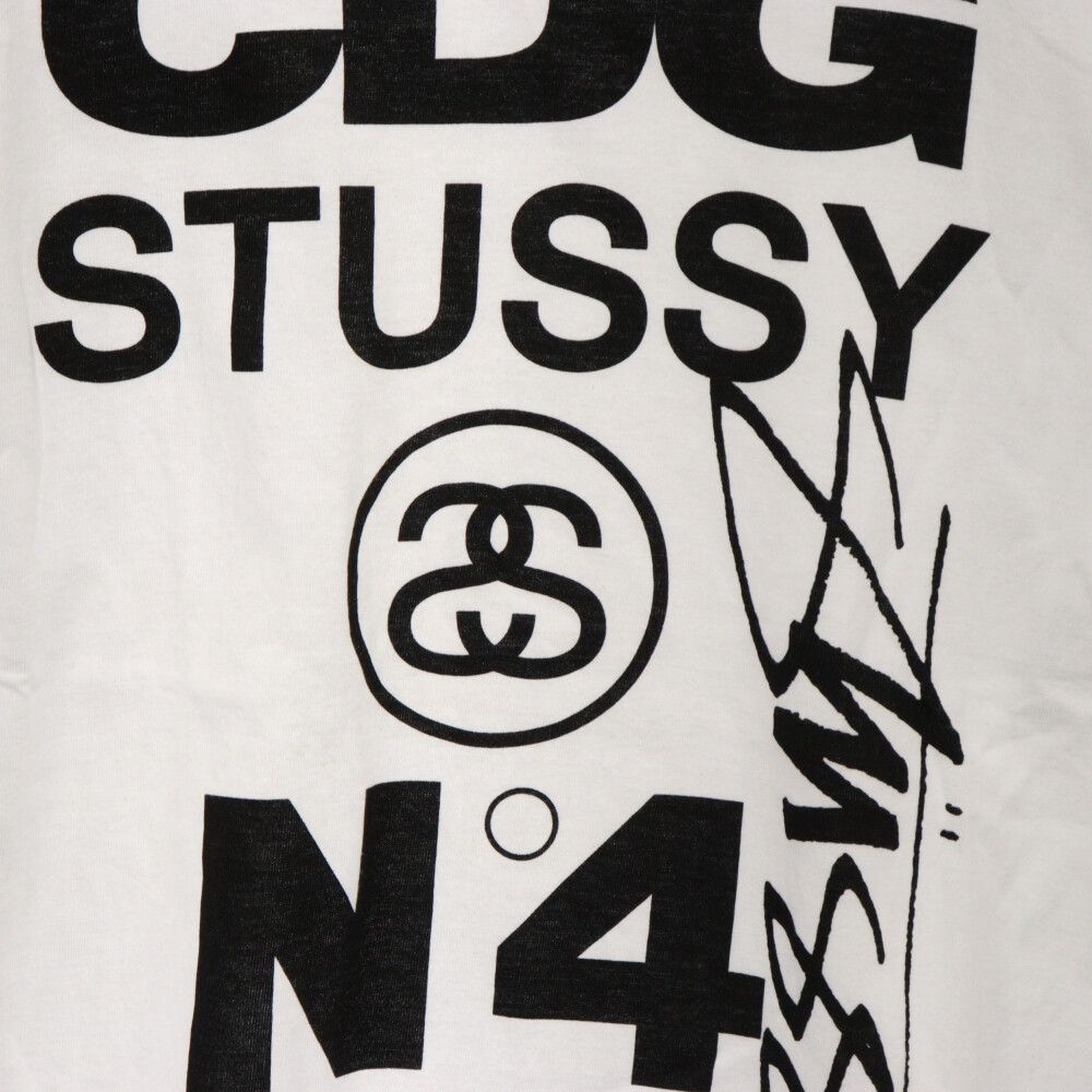 STUSSY (ステューシー) ×COMME des GARCONS CDG TEE コムデギャルソン フロントロゴプリント クルーネック半袖Tシャツ  SH-T002 ホワイト - メルカリ