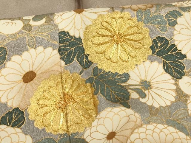 4k2287 着物　正絹　袷　金駒刺繍　鴛鴦　赤　白　黒　金色　銀色　青　花柄 f520791284b5125ac511d23cae8b0f