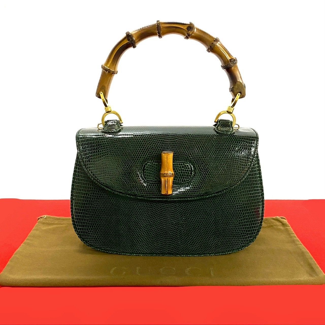 GUCCI グッチ ヴィンテージ リザード ハンドバッグ オールド