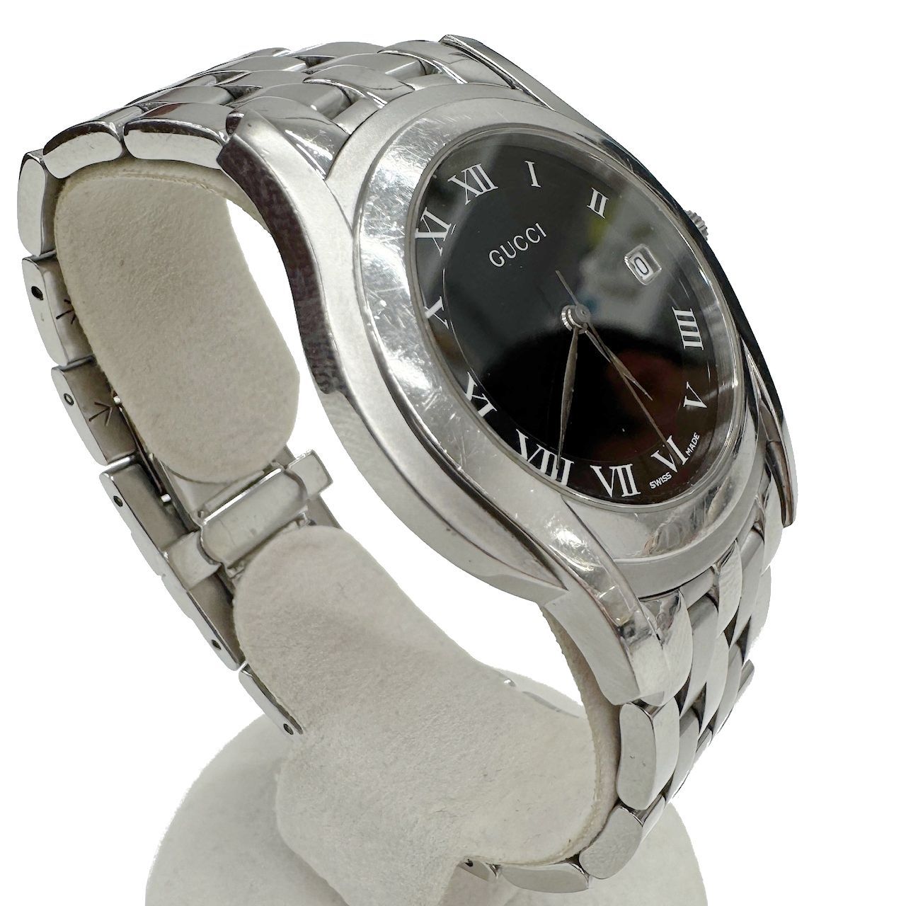 中古】GUCCI グッチ 5500M ラウンドフェイス 黒文字盤 クォーツ