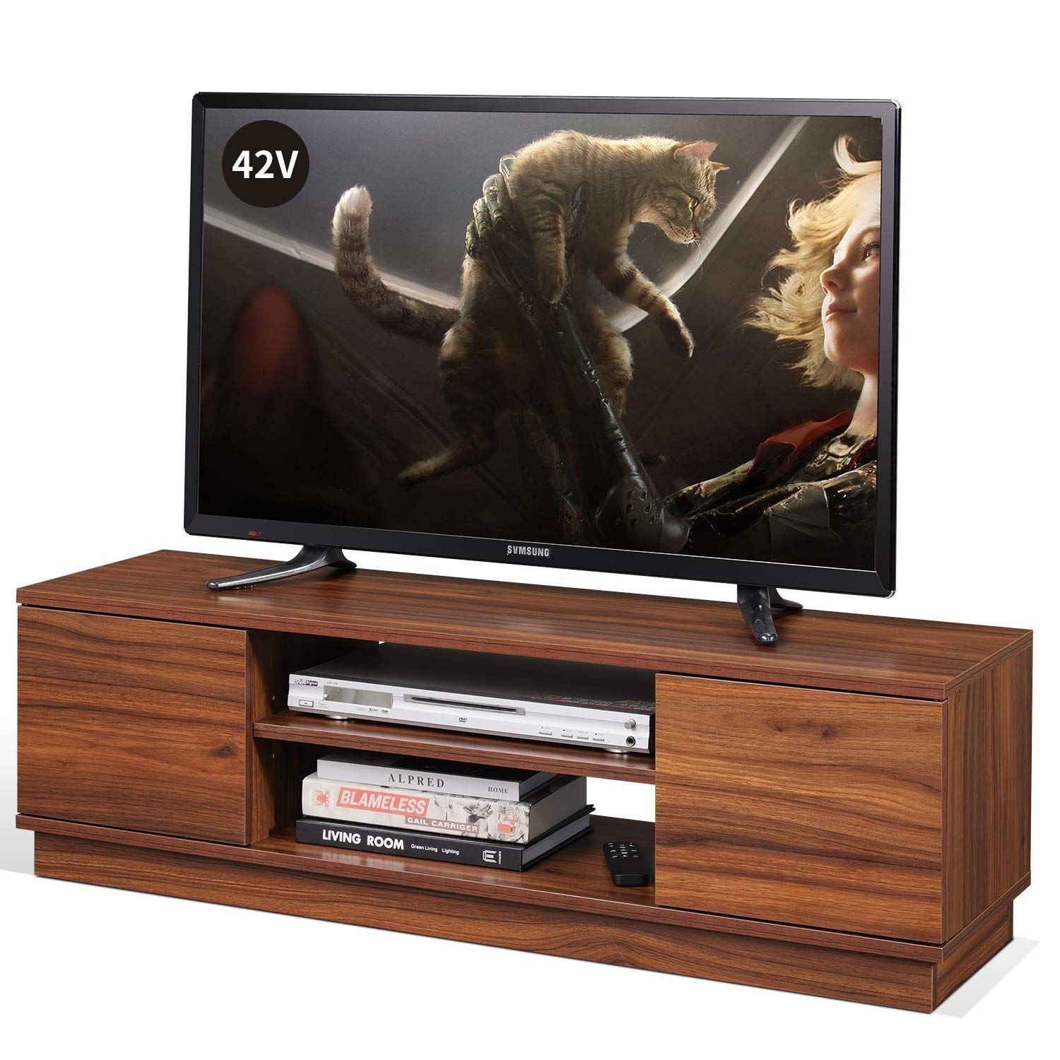 数量 高さ33cm 幅110 tv台 ロータイプ tvボード 収納 43インチ対応 24-47型対応 テレビボード 扉付き ローボード 大容量収納スペース テレビ台 ブラウン