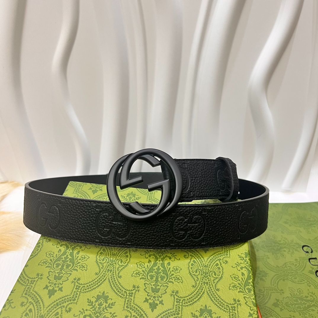 今日特価】Gucci 2024 年式 3.8cm 幅 輸入生地 & 本革ベルト-2