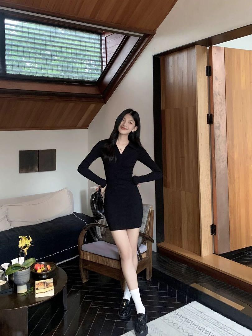  セクシー Vネックミニワンピース 春用 タイトデザイン デートや女子会に最適 ワンピース ベビー服(~95cm)