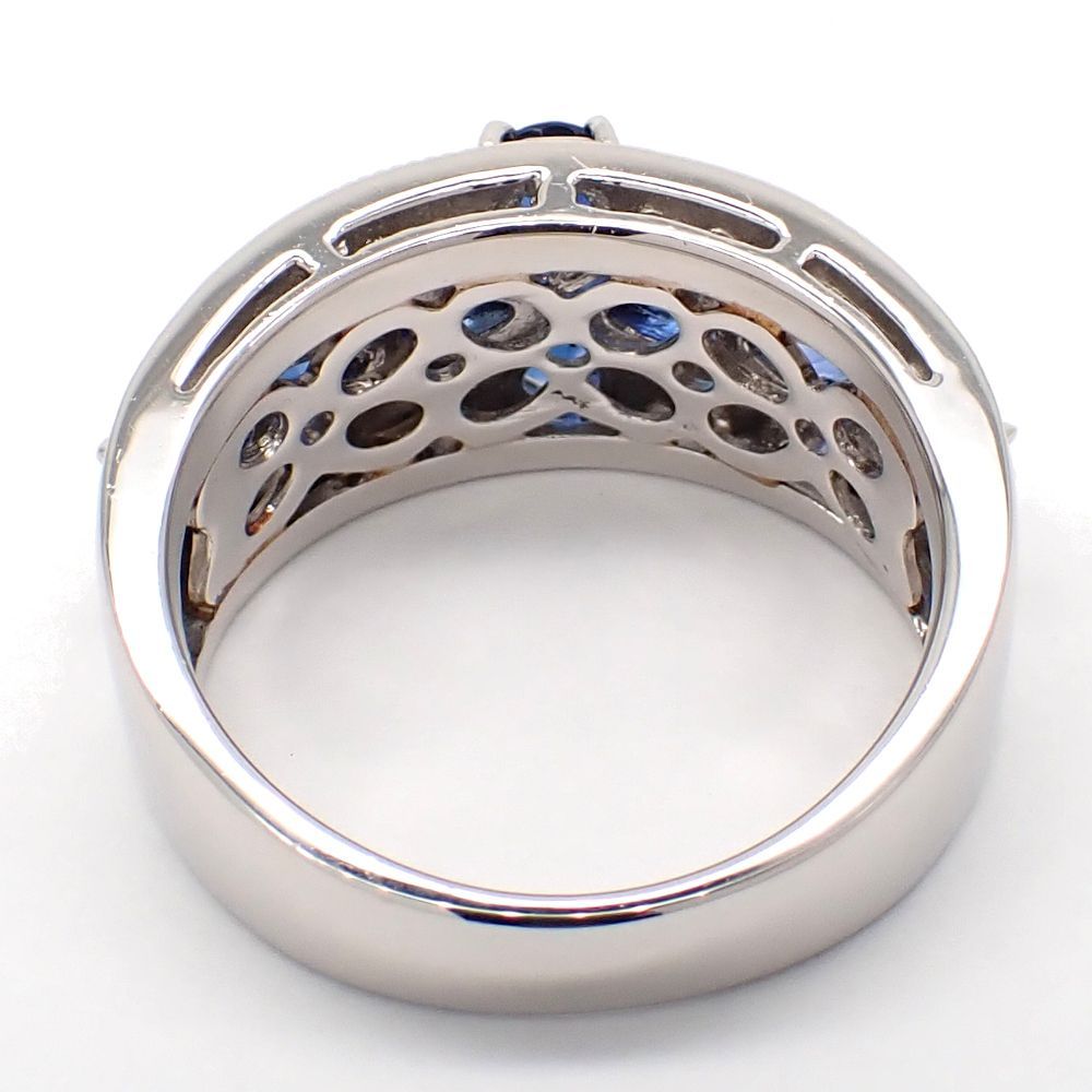 Pt900 プラチナ サファイア 3.46ct　ダイヤモンド 0.10ct 指輪 ソーティング付　カボションカット　中古　美品　新品仕上済　リング 9月誕生石 質屋 栄JEWELRYジュエリー リング 指輪 ダイヤモンド1.00ct ブルー