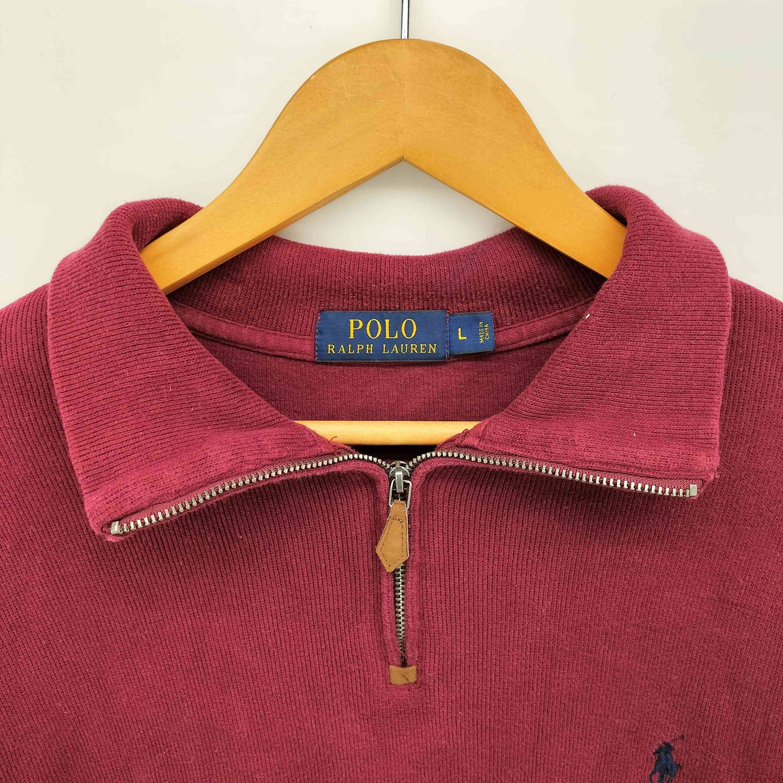 ポロバイラルフローレン　刺繍ロゴ　ハーフジップコットンニット　アイボリーL古着 POLO RALPH LAUREN - 古着 ポロバイラルフローレン Polo by