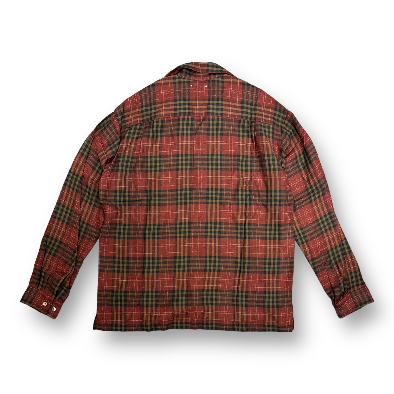 定価37400円 新品 MINEDENIM 23SS Ry.Wool Check Open Collar SH オープンカラー チェックシャツ  マインデニム 2309-5003-17-022 レッド系 2 65433A