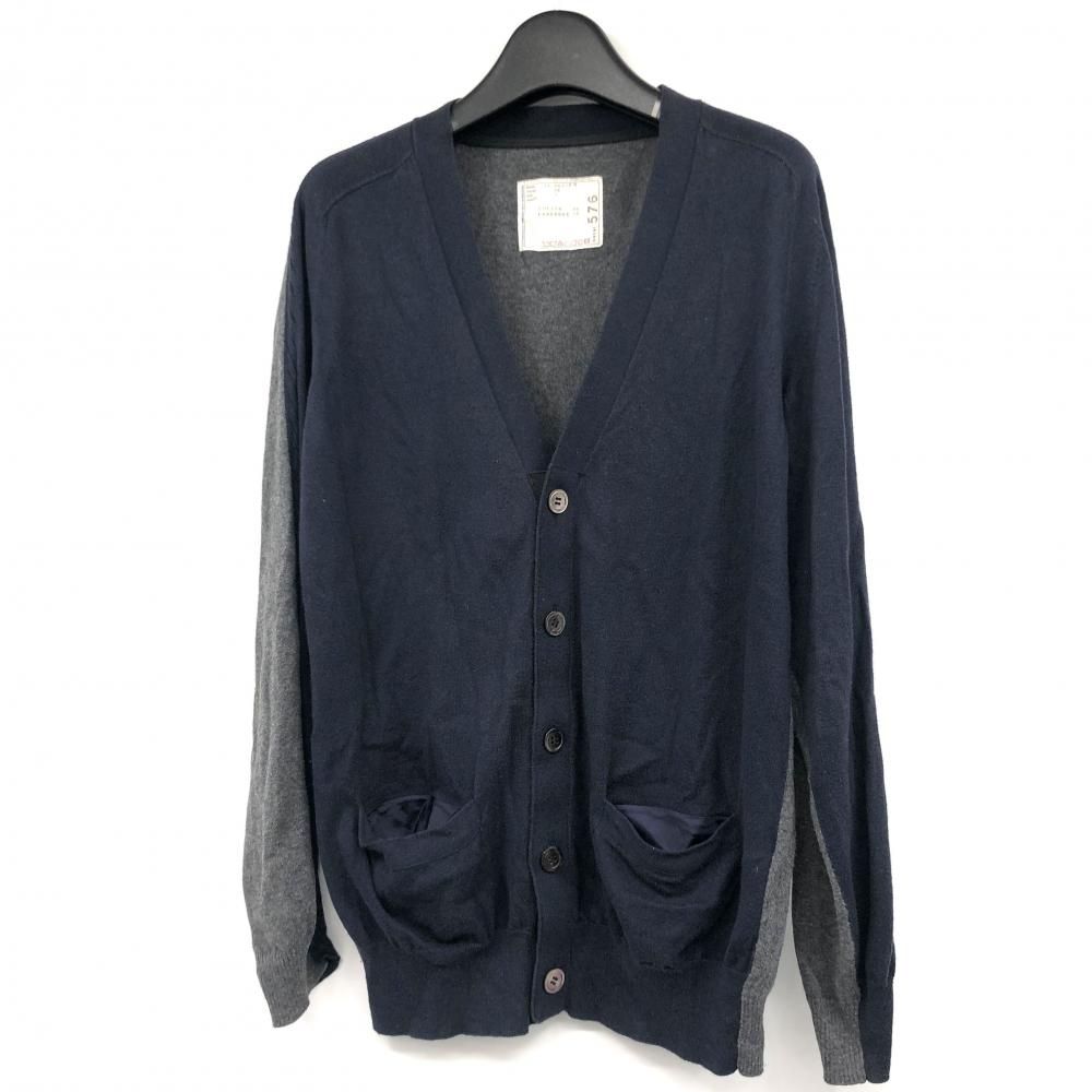 中古】sacai カシミヤ混カーディガン サイズ1 ネイビー グレー