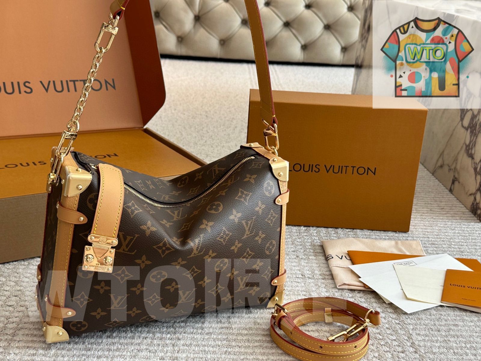 LouisVuitton ルイヴィトントランク＆バッグ トートバッグ正規品状態良 今日WTO】Louis Vuitton ルイ・ヴィトン ソフトトランク ラージ