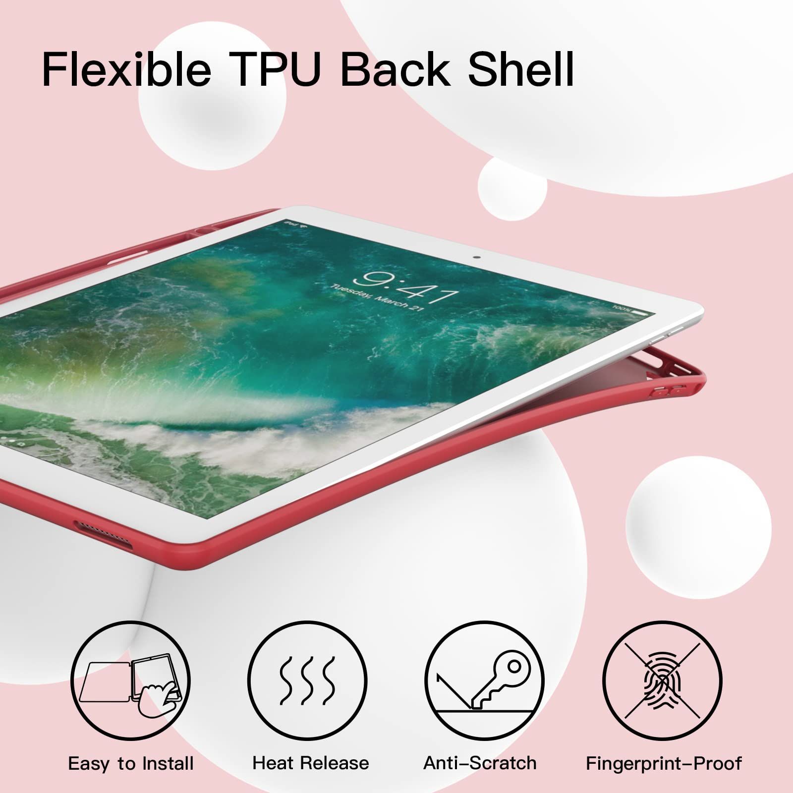 ペンシル 第1 2世代用Pencilホルダー付き ソフトTPUバック 2015 2017 ケース スリム保護カバー 12 9 オートウェイクアップ スリープ機能付き Pro iPad レッド JETech