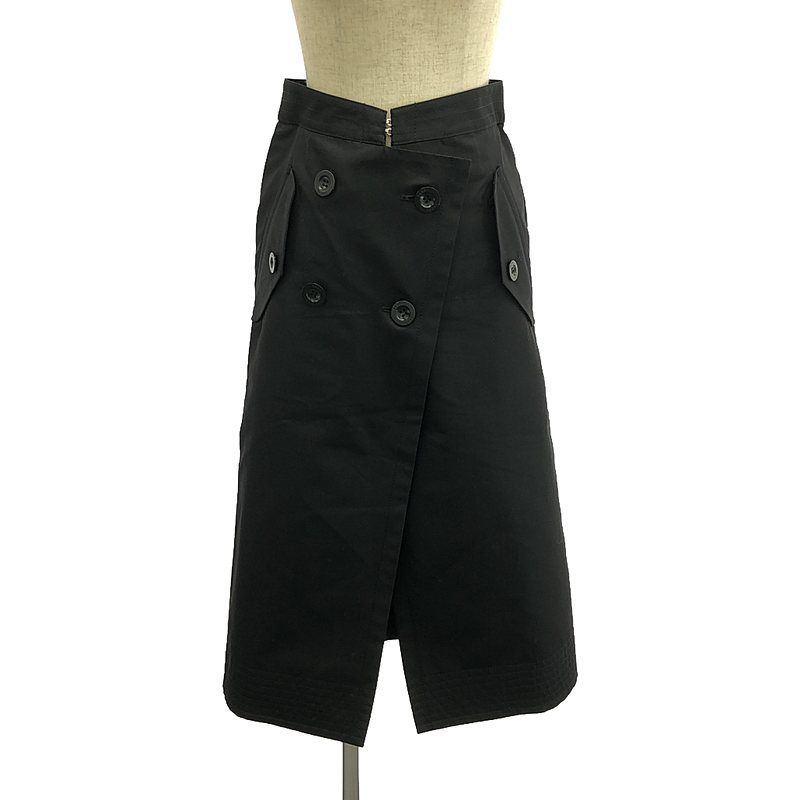 sacai コットンギャバジントレンチスカート 巻きスカート　ロング　ひざ丈 sacai コットンギャバジントレンチスカート 巻きスカート ロング