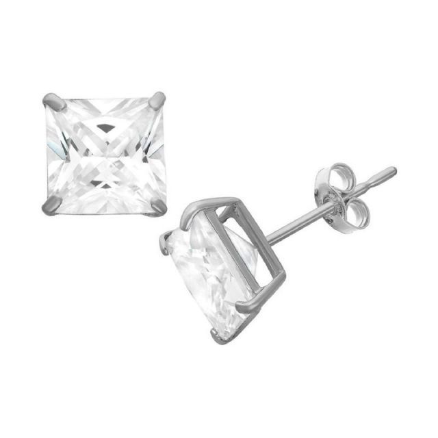 送料無料 Designs by Gioelli メンズ ピアス イヤリング アクセサリー Designs by Gioelli Men s Sterling Silver Cubic Zirconia Square Stud Earrings Silver