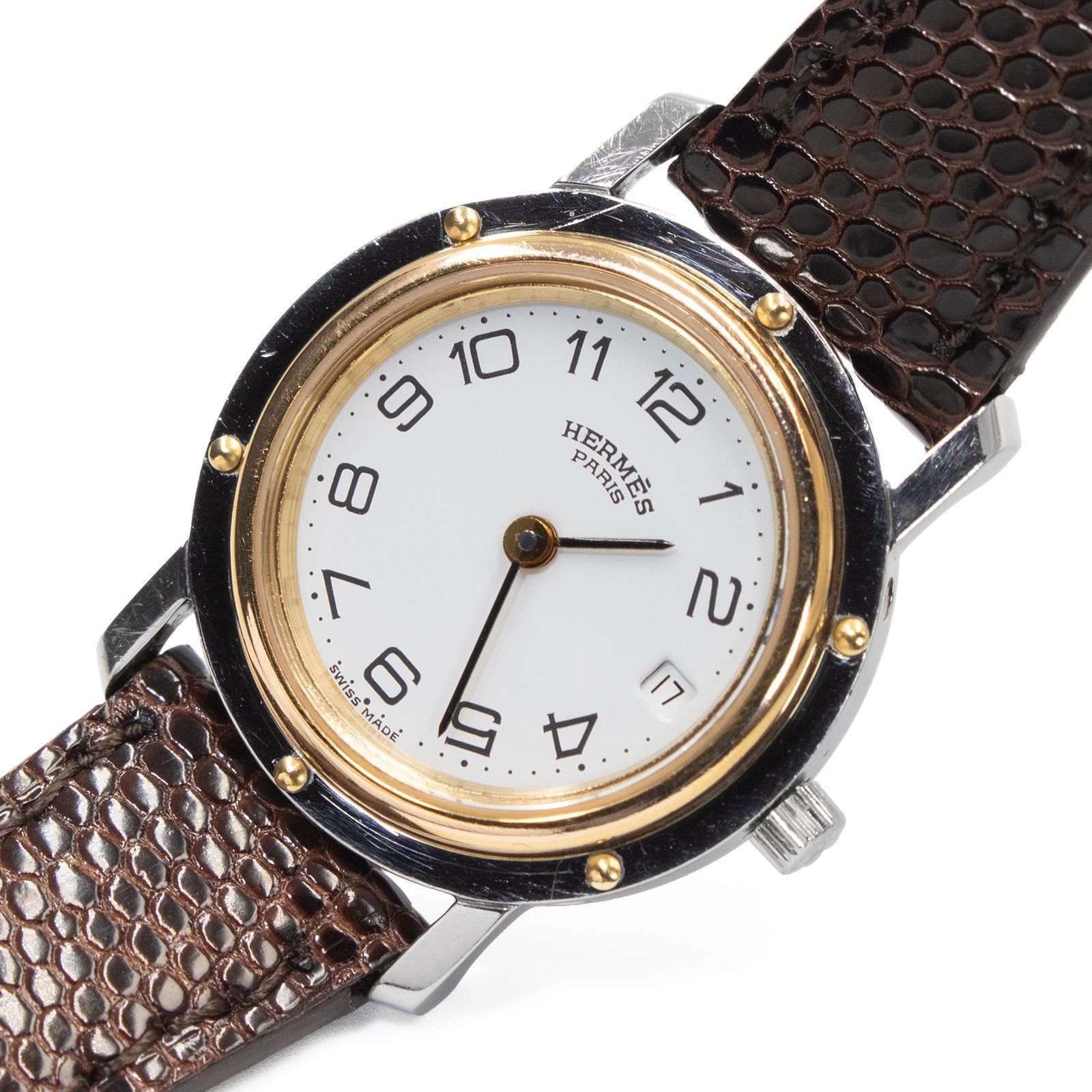 送料無料 エルメス 腕時計 クォーツ レディース クリッパー 白