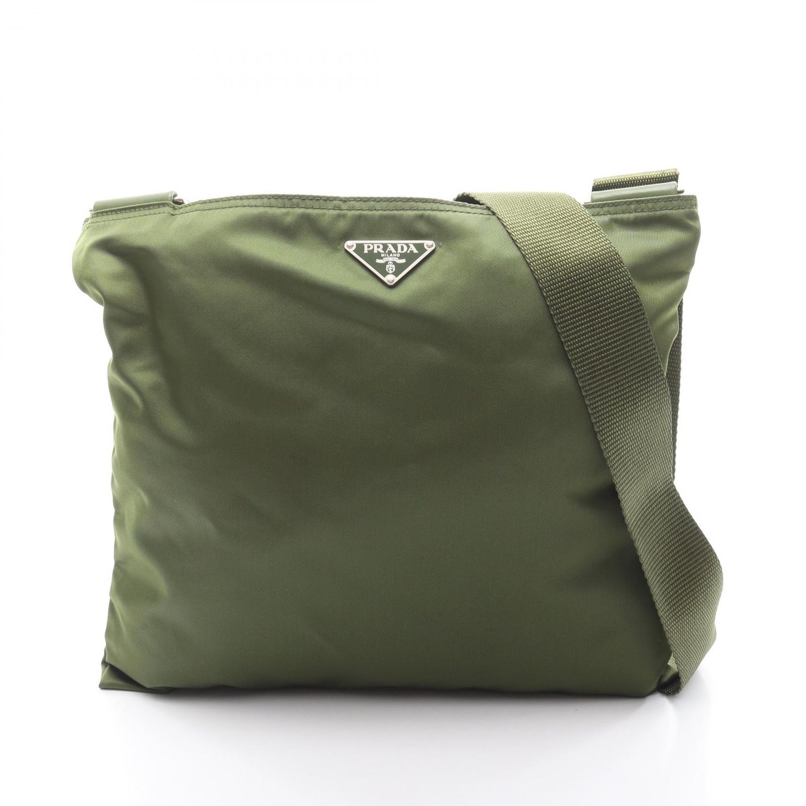 プラダ PRADA ショルダーバッグ グリーン ナイロン レザー ショルダー 