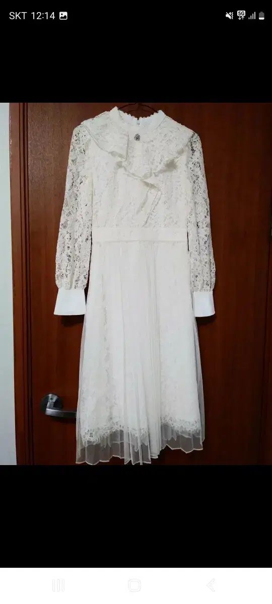 itMICHAA イッミシャ プリーツ アイボリー レースワンピース