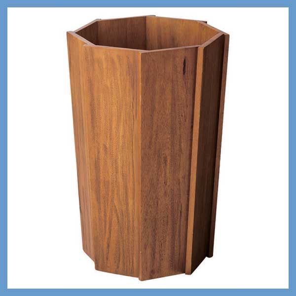 天然木 ミンディ のウッドプランターカバーＬ 八角形デザイン W42×D42×H60cm 深さ33cm No.824 ブラウン