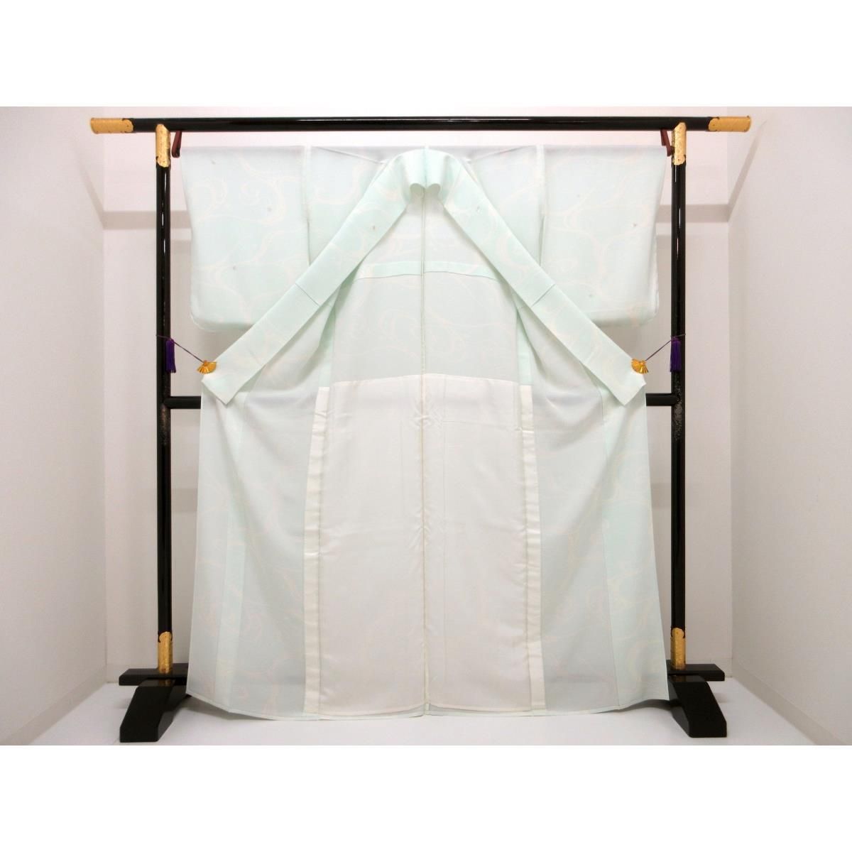 未使用品】単衣 竪絽ちりめん訪問着 友禅金彩加工 - メルカリ 